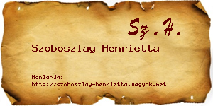 Szoboszlay Henrietta névjegykártya